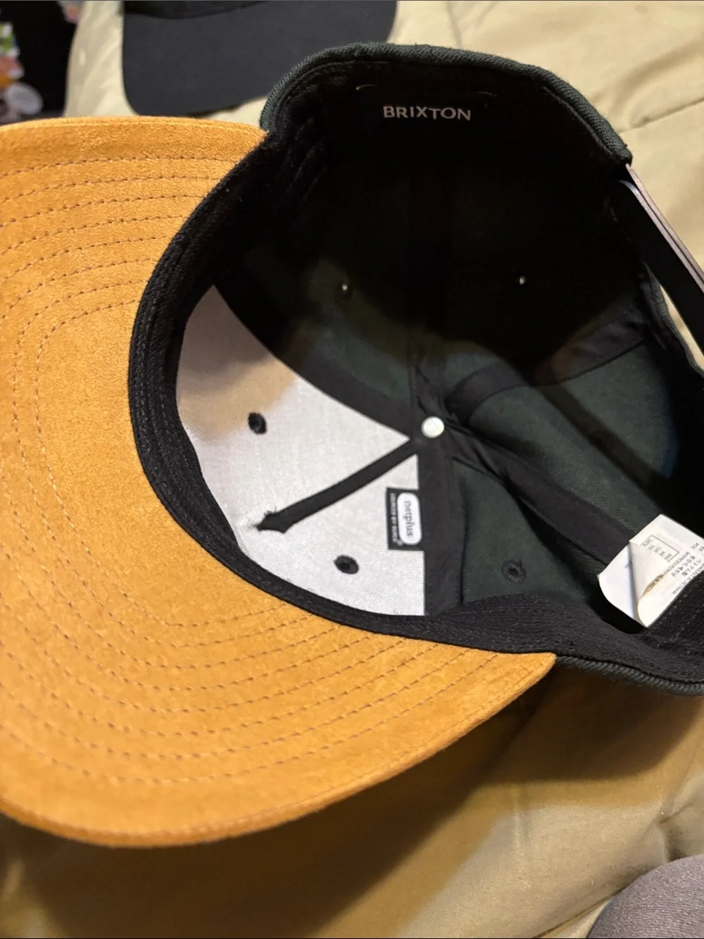 Brixton Two-Tone Patch Cap — Dark Green Crown & Tan Brim
